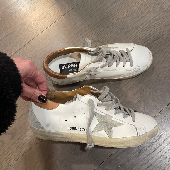 Golden Goose Super-Star White Vacchetta Tan Suede Patch - Picture 6 of 9